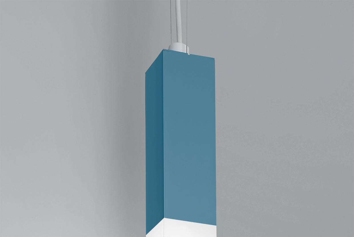 Luminous rectilinear pendant with top mounted LED driver