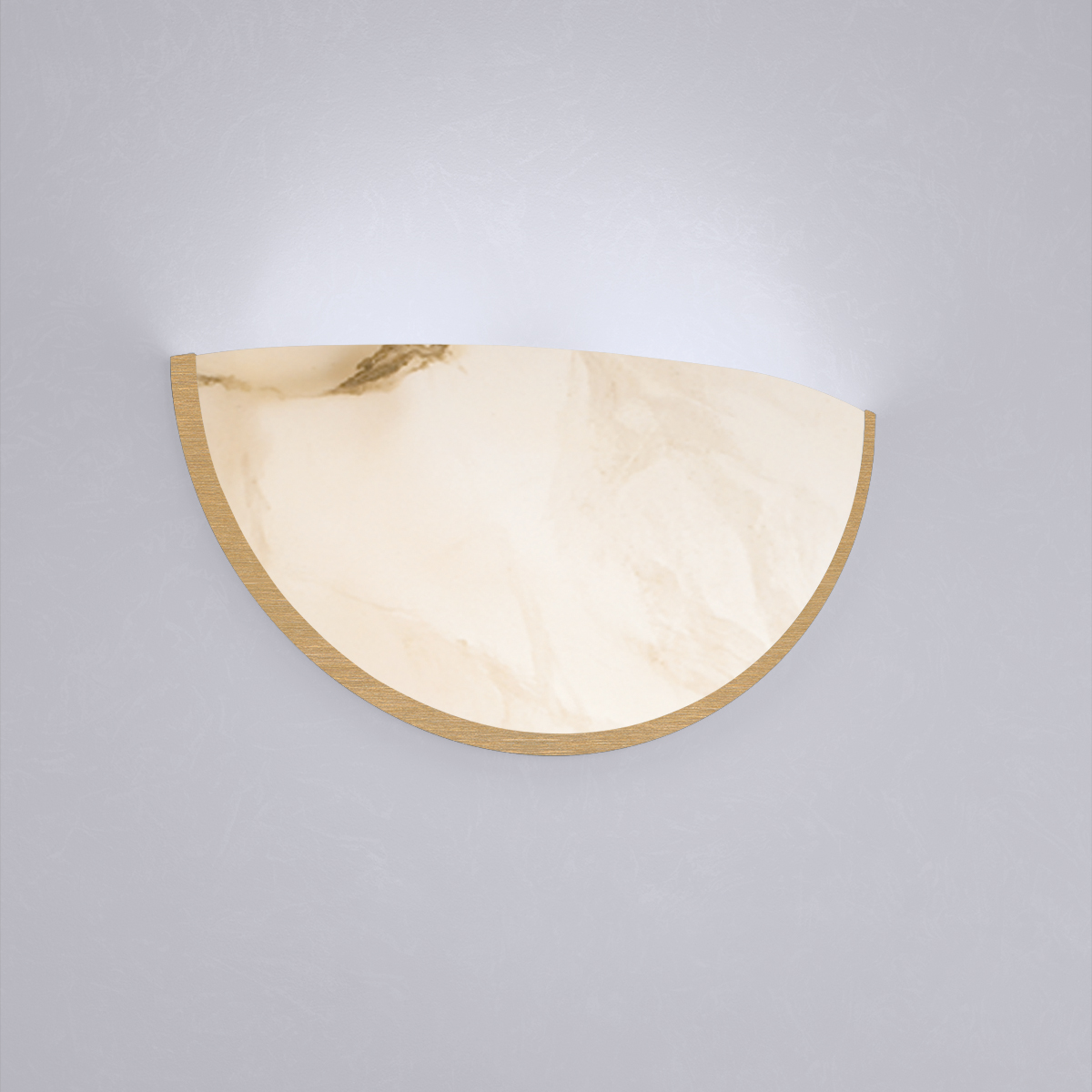 A clean, luminous quarter sphere wall sconce with minimal trim