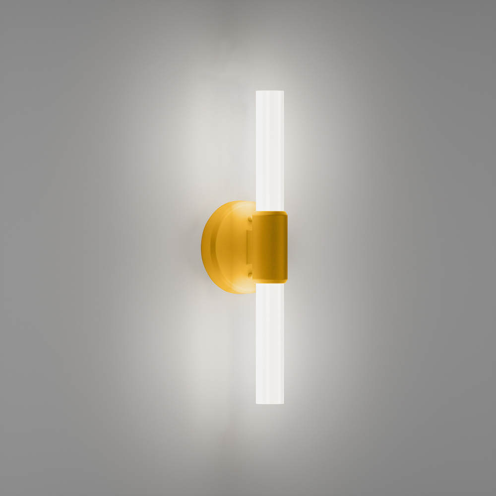 Theo dual rod light sconce with gold powder coat finish by Visa Lighting