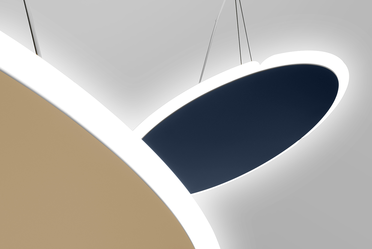 Two sizes and colors of Sail light fixture from Visa Lighting